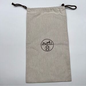Hermes Beige/Brown Herringbone Cotton Dust Bag w/Brown Logo and Drawstring